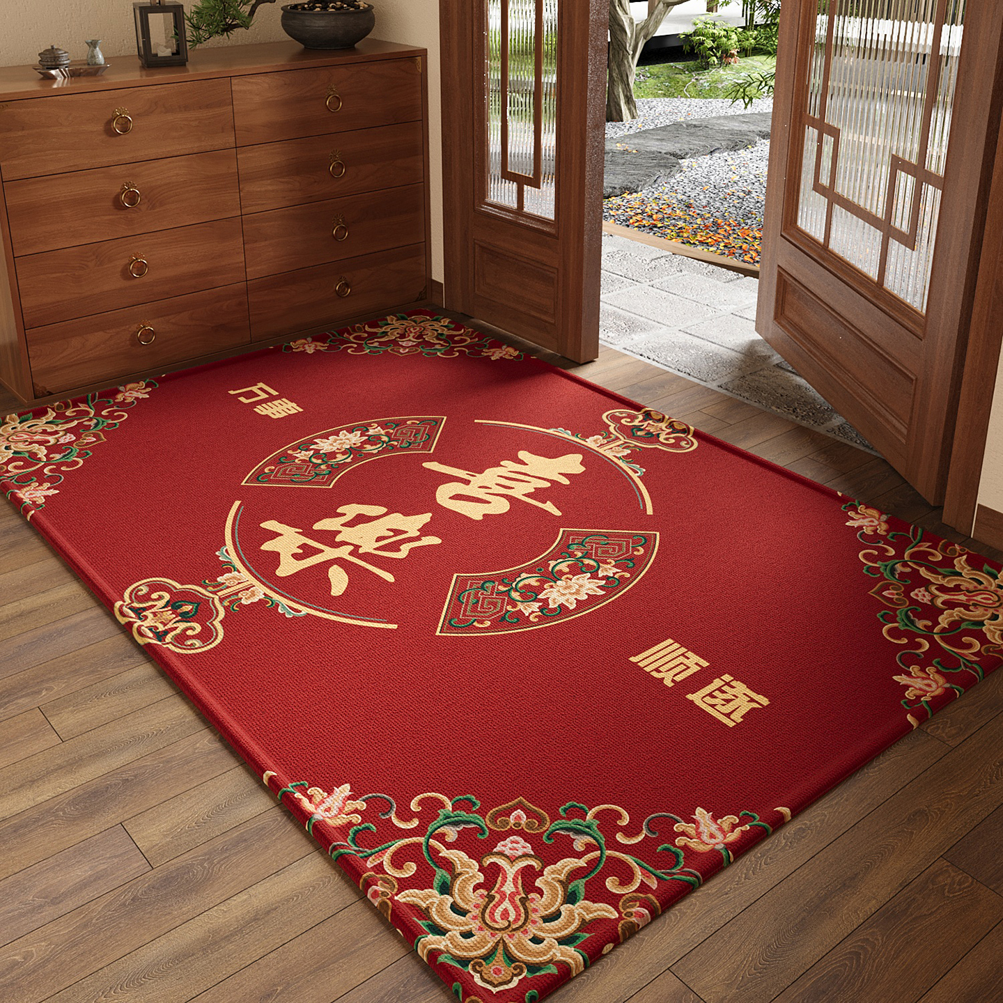 红色喜庆入户门地垫玄关大门口