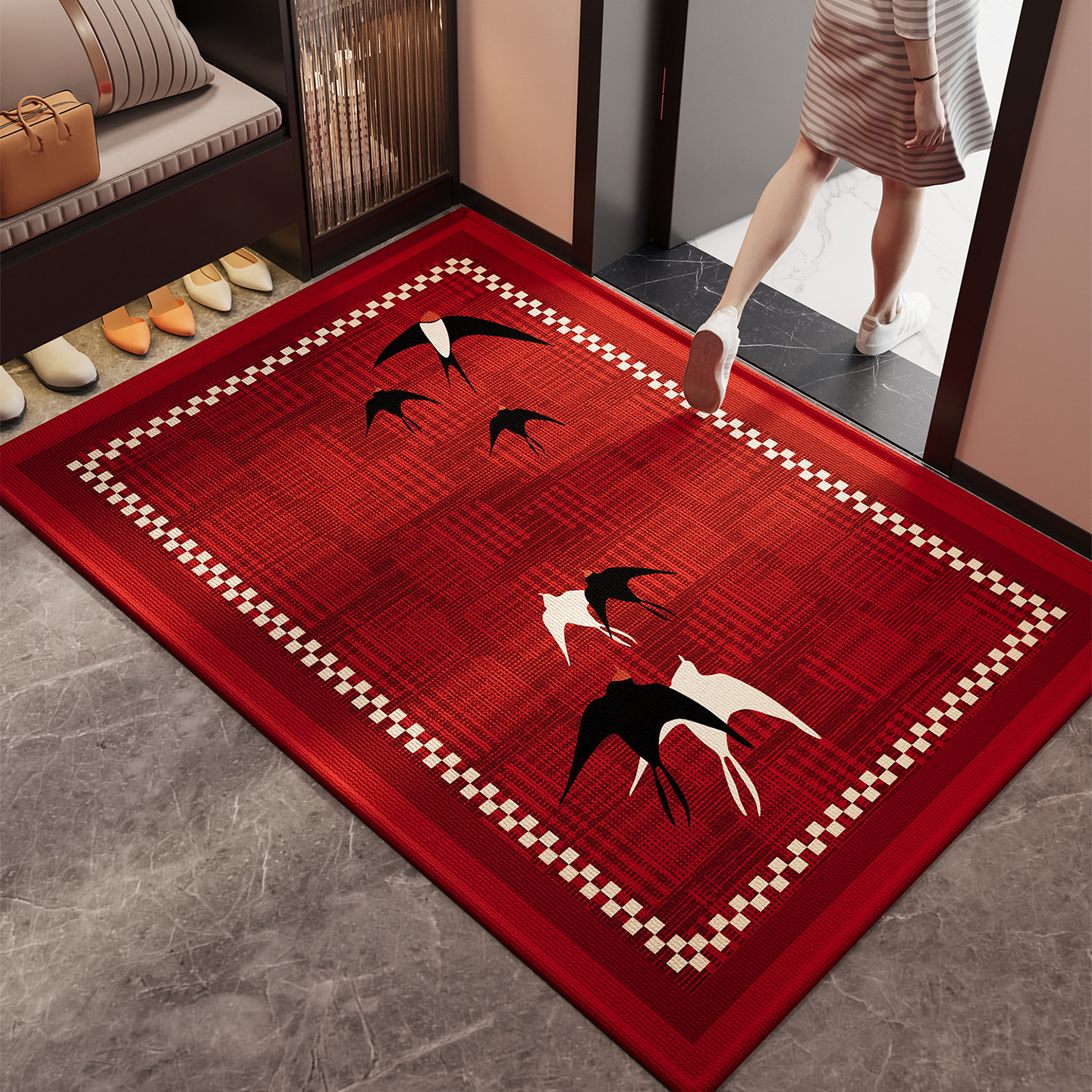 2026新款玄关大门口进门脚垫入户门地垫红色喜庆防滑除尘耐脏地毯,居家布艺,入户地垫,淘宝优惠券,粉丝福利购,淘宝优惠卷