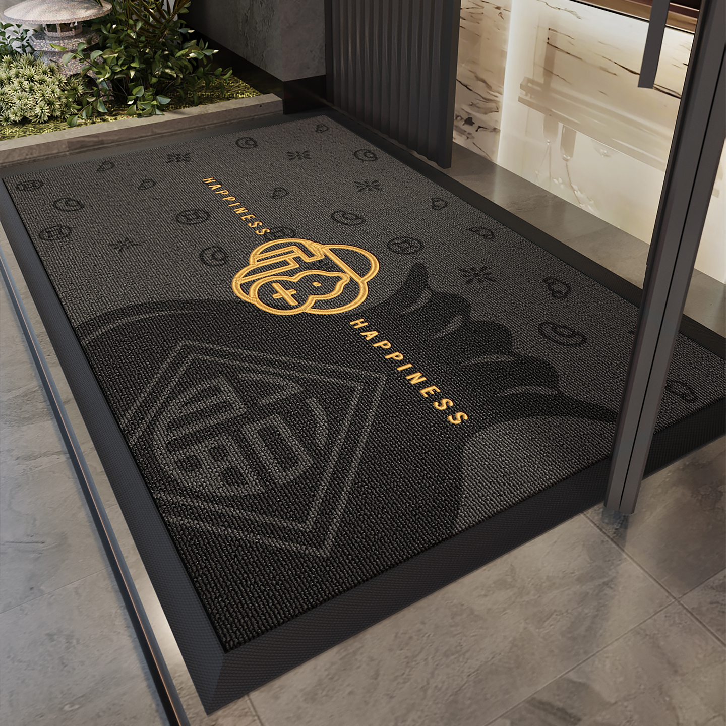 灰色高端入户门地垫玄关防滑免洗脚垫家用门垫别墅大门口进门地毯