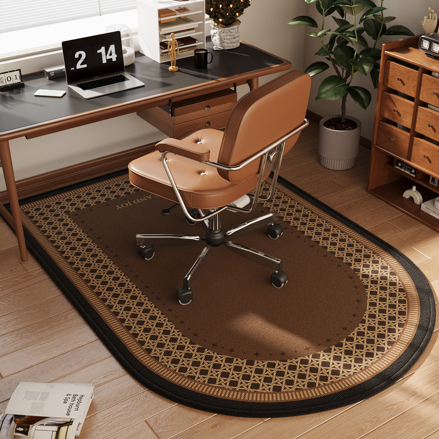 家用转椅垫拱形脚垫座椅地垫子加厚中古风耐磨耐脏吸音地板保护垫