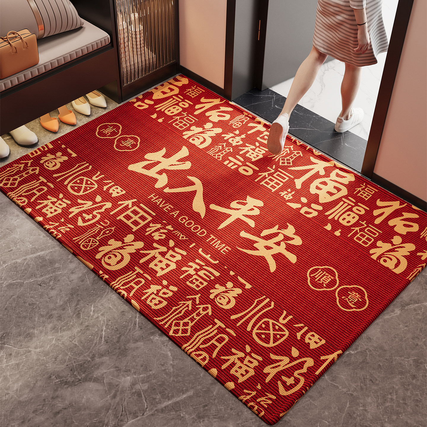 红色进门脚垫入户门地垫玄关大门口2026新款耐磨防滑除尘耐脏地毯,居家布艺,入户地垫,淘宝优惠券,粉丝福利购,淘宝优惠卷