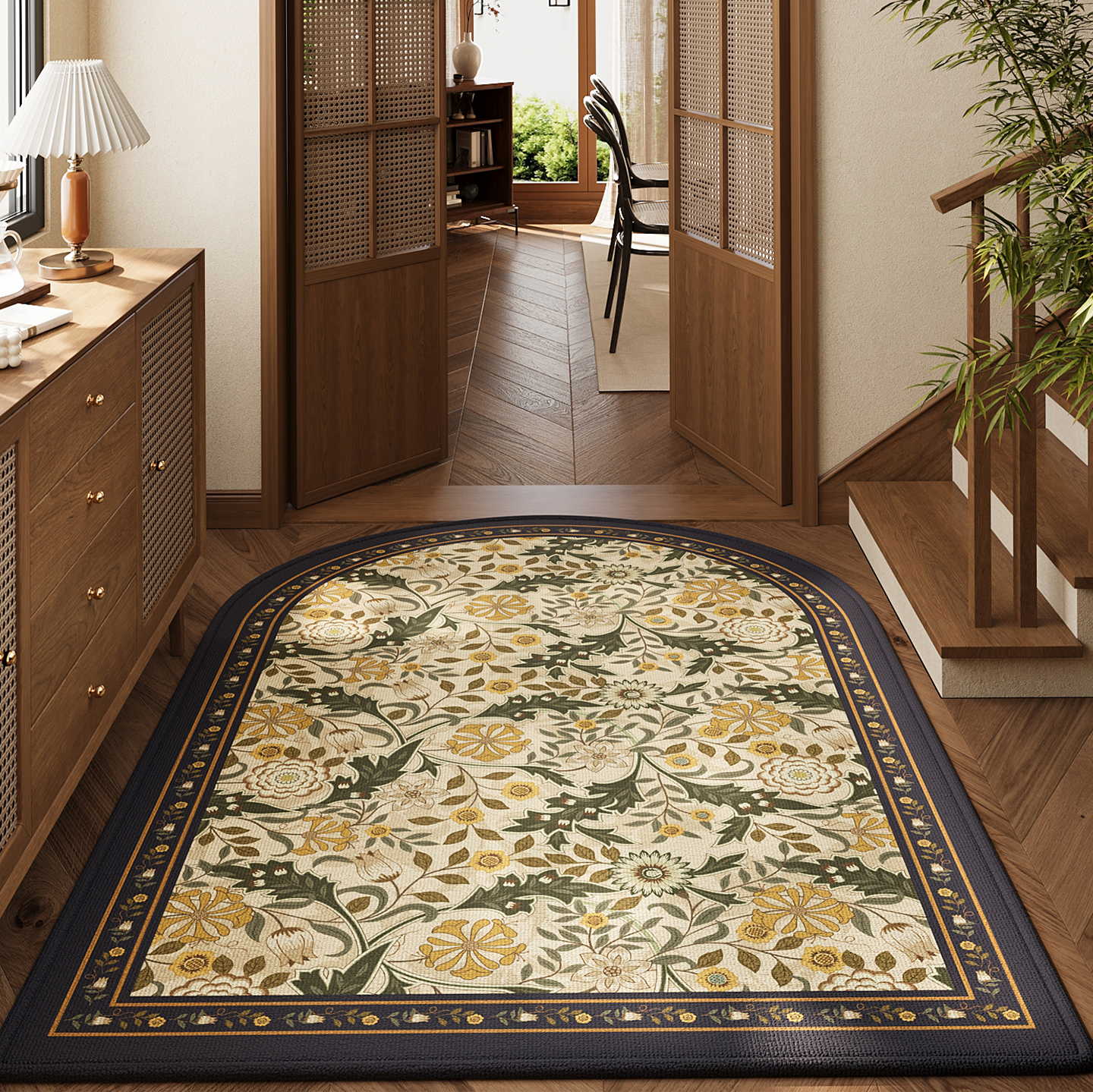 入户门地垫法式复古玄关大门口拱形进门脚垫耐脏耐磨家用室内地毯