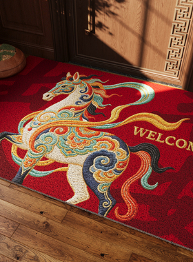 马年玄关大门口进门脚垫2026新款入户门地垫防滑红色丝圈除尘地毯