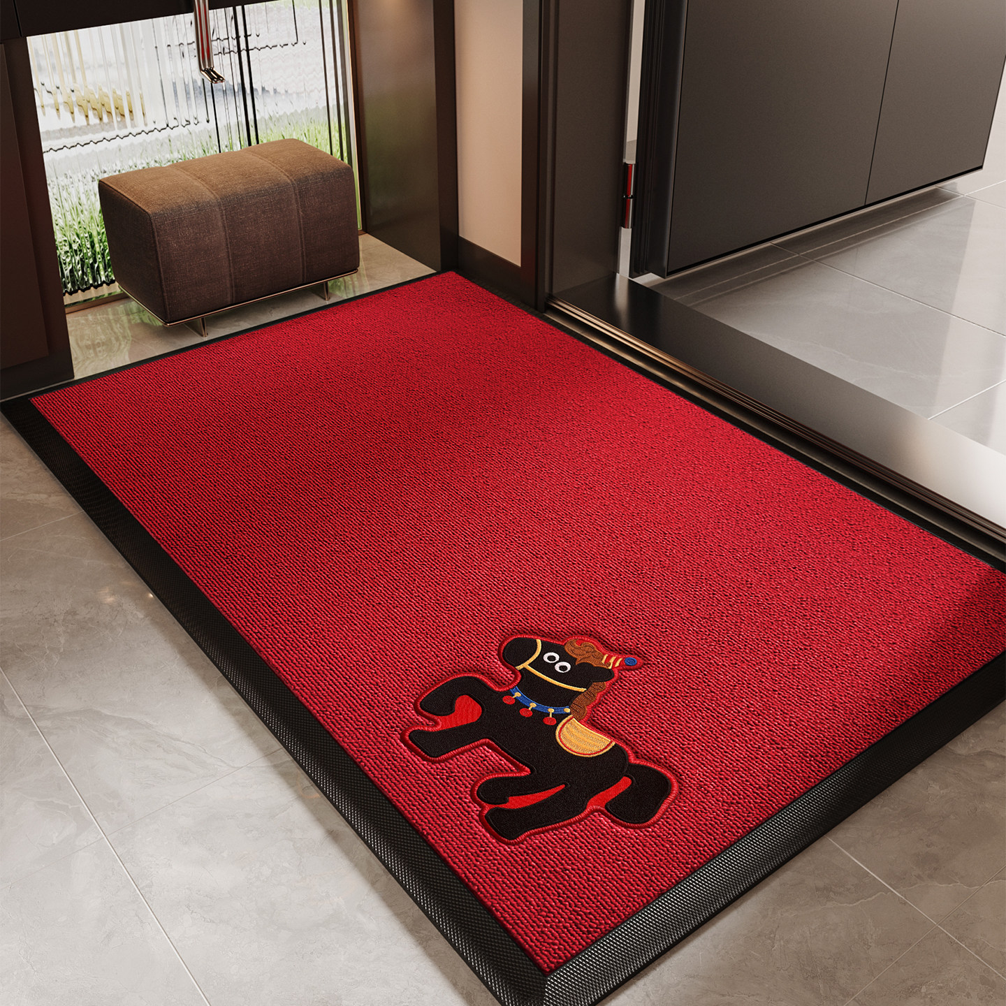 入户门地垫红色喜庆新年玄关大门口加厚马年进门防滑耐脏除尘脚垫,居家布艺,入户地垫,淘宝优惠券,粉丝福利购,淘宝优惠卷