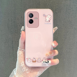适用于vivoT2x网红手机壳vivoT1X时尚简约vivoT1卖萌兔子vivoZ5金属漆玻璃保护套vivoU3X镜头全包防摔