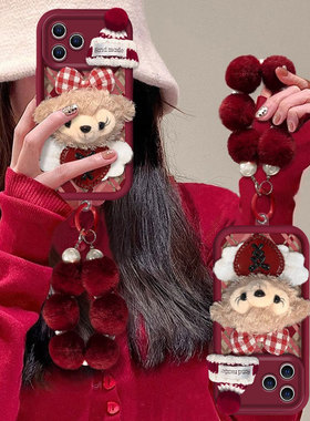 毛绒雪莉玫适用苹果17手机壳iPhone16Promax新款15软IP14可爱带挂绳5硅胶13秋冬12女11好看8plus防摔6保护套