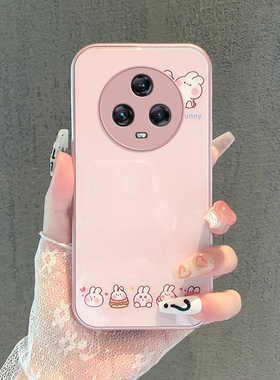 适用于华为荣耀Magic5手机壳Magic5Pro时尚创意Magic4Pro卡通简约卖萌兔子Magic3Pro全包防摔套金属漆玻璃