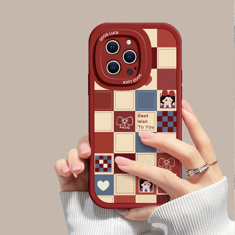 适用于苹果15Pro手机壳14网红女iPhone13mini日韩ins风12格子公主11创意XSMax硅胶套8Plus全包7防摔6s壳