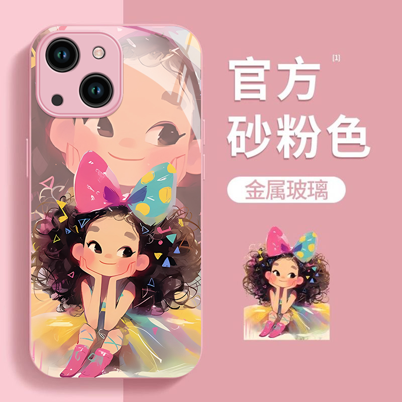 适用苹果15手机壳iPhone14新款13mini全包12Pro玻璃11创意卡通公主Xsmax时尚女8plus防摔6s保护套7硬壳SE23潮