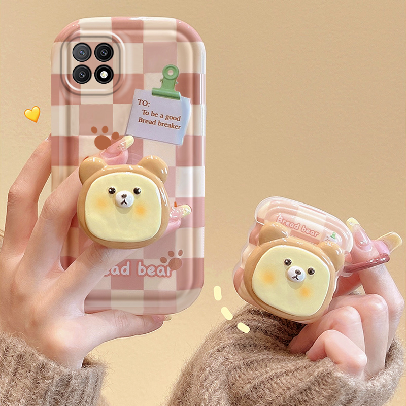 OPPOA72硅胶格子小熊手机壳防摔