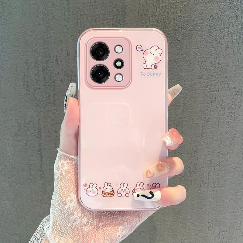 适用OPPOReno14手机壳新款Reno14pro金属漆玻璃OPPO个性创意卖萌兔子ins不会撞壳的防摔保护套潮牌卡通可爱风