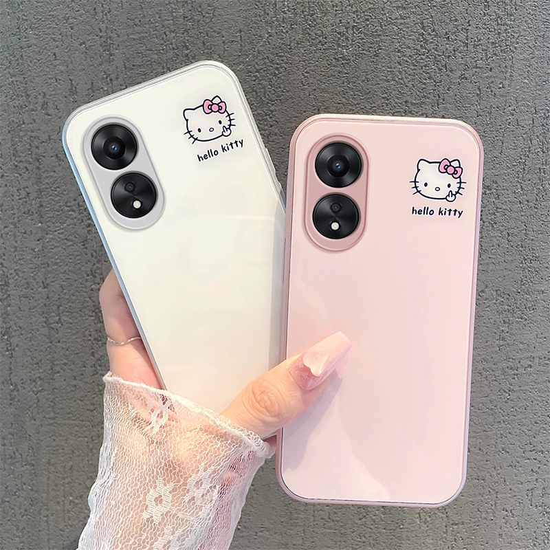 适用于OPPOA58新款手机壳A57时尚新潮A55s简约A36卡通kt猫A32金属漆OPPOA11X玻璃保护套A1活力版全包防摔壳