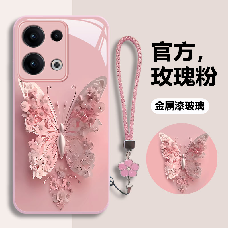 Reno系列手机壳玻璃栩栩如生蝴蝶
