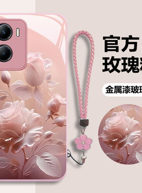 适用vivoY35m创意手机壳Y33e镜头全包Y31s防摔壳Y32金属漆Y30g玻璃保护套Y30标准版梦幻Y3s绽放玫瑰Y17潮流