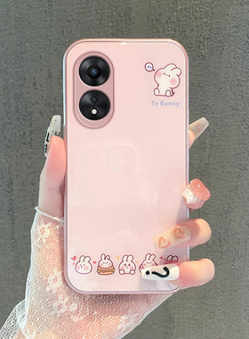适用于OPPOA58新款手机壳A57时尚创意A55s卡通简约A36卖萌兔子A32金属漆A11X玻璃保护套A1活力版全包防摔壳
