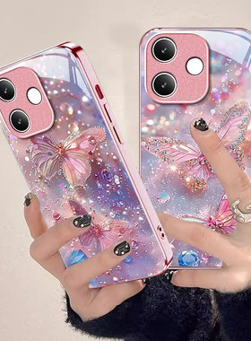 闪钻蝴蝶适用OPPOA5Pro手机壳a2新款A3s高级感A98金属漆a97玻璃A93s创意A11x防摔a36保护套A9梦幻唯美A55s硬