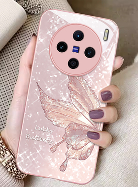 适用vivoX100手机壳X90s新款X80Pro玻璃X70t奢华全包ins钻石蝴蝶X60个性女X50防摔保护套x30时尚X27潮流Note