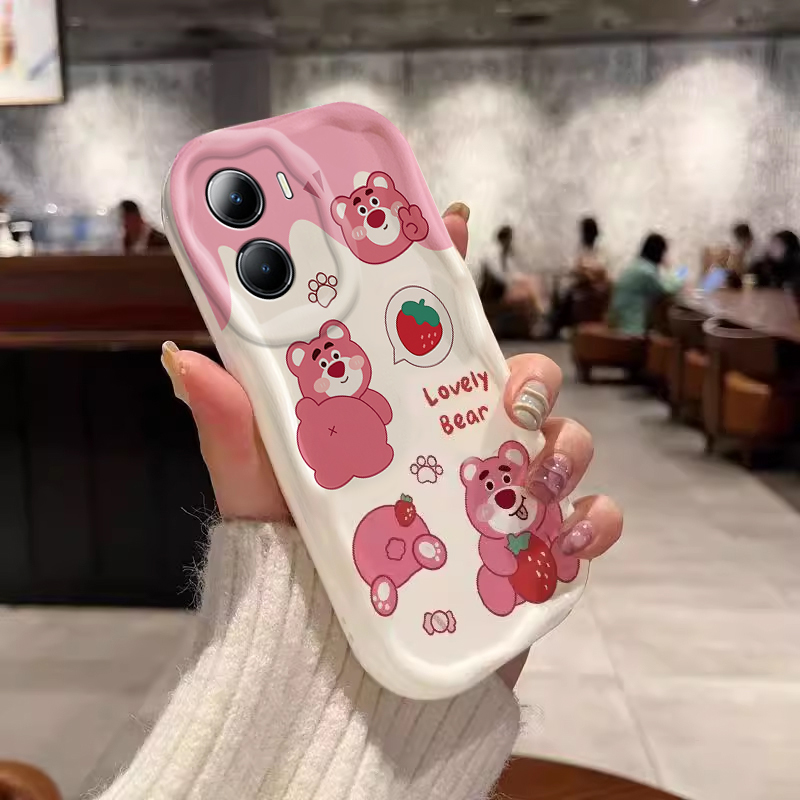 适用于vivoY35M奶油纹手机壳Y33s时尚Y33e卡通y31S可爱Y30g草莓维尼屁Y30标准版硅胶保护套Y17全包Y10防摔壳