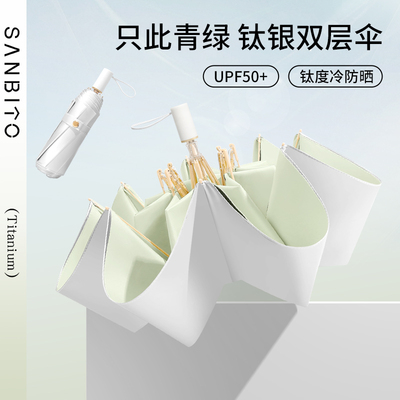 双层钛银太阳伞超强防晒防紫外线黑胶女折叠晴雨两用遮阳伞upf50+