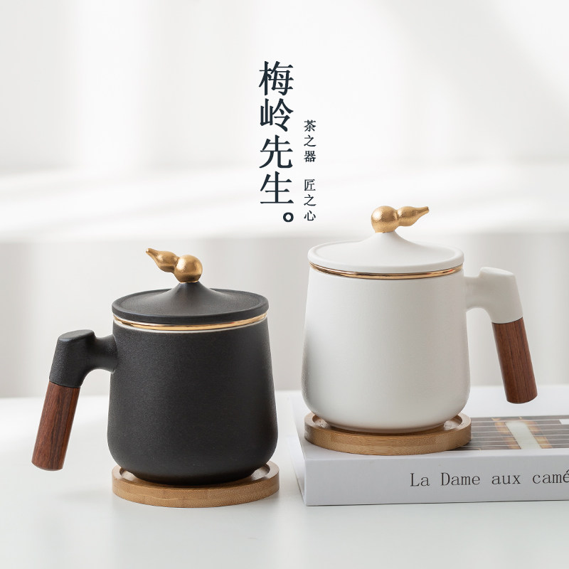 马克杯创意陶瓷带盖过滤泡茶杯办公室喝水杯子情侣杯礼盒装定制