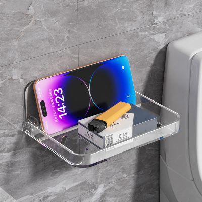 厕所置物架墙上免打孔壁挂可折叠马桶旁卫生纸湿厕纸纸巾架手机架