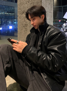 【专柜特价】MYQ痞帅短款pu皮棉衣男士冬季保暖立领外套韩版潮流