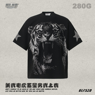 Cleanfit·美式猛男GLFS-高级感重磅208G华夫格老虎头户外男式半