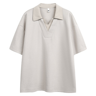 cleanfit夏季凉感双V领短袖男2026新款翻领拼接上衣POLO领老钱T恤