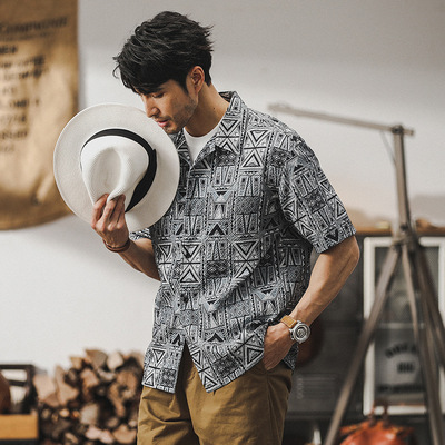 杰雷诺经典夏威夷衬衫男短袖夏季宽松帅气潮流美式休闲Aloha衬衣