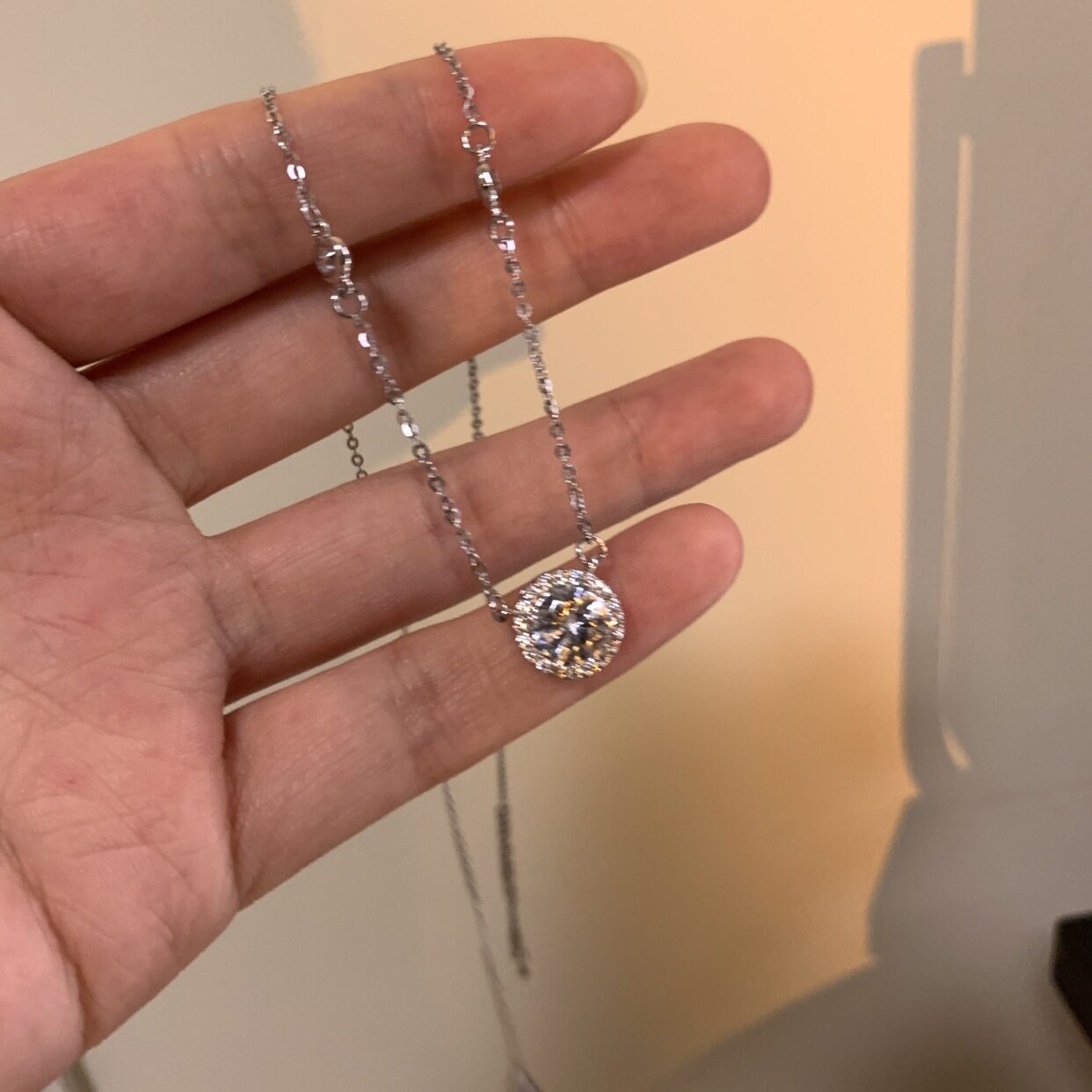 【限时特价】超闪锆石银色项链女高级感小众设计网红气质时尚通勤