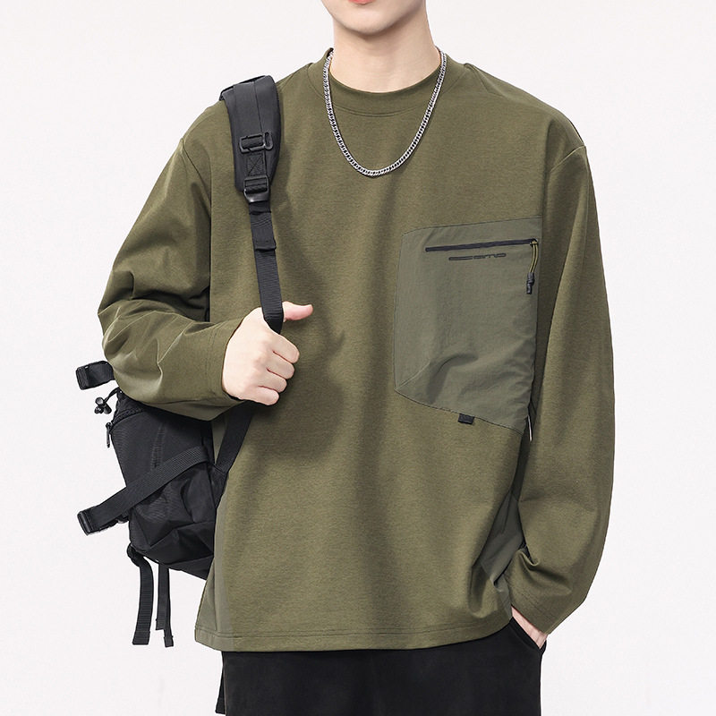 日系重磅潮牌长袖t恤男士春秋季2026新款宽松口袋休闲上衣服潮牌,男装,T恤,淘宝优惠券,粉丝福利购,淘宝优惠卷