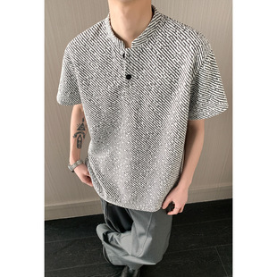 Cleanfit·硬汉HT251058改短 港风内景大码立领短袖T恤M-5X HT262