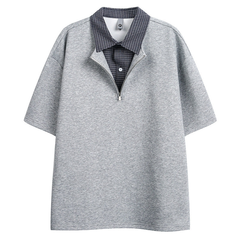 cleanfit半拉链短袖男款2026夏季痞帅高智感假两件polo衫重磅正肩