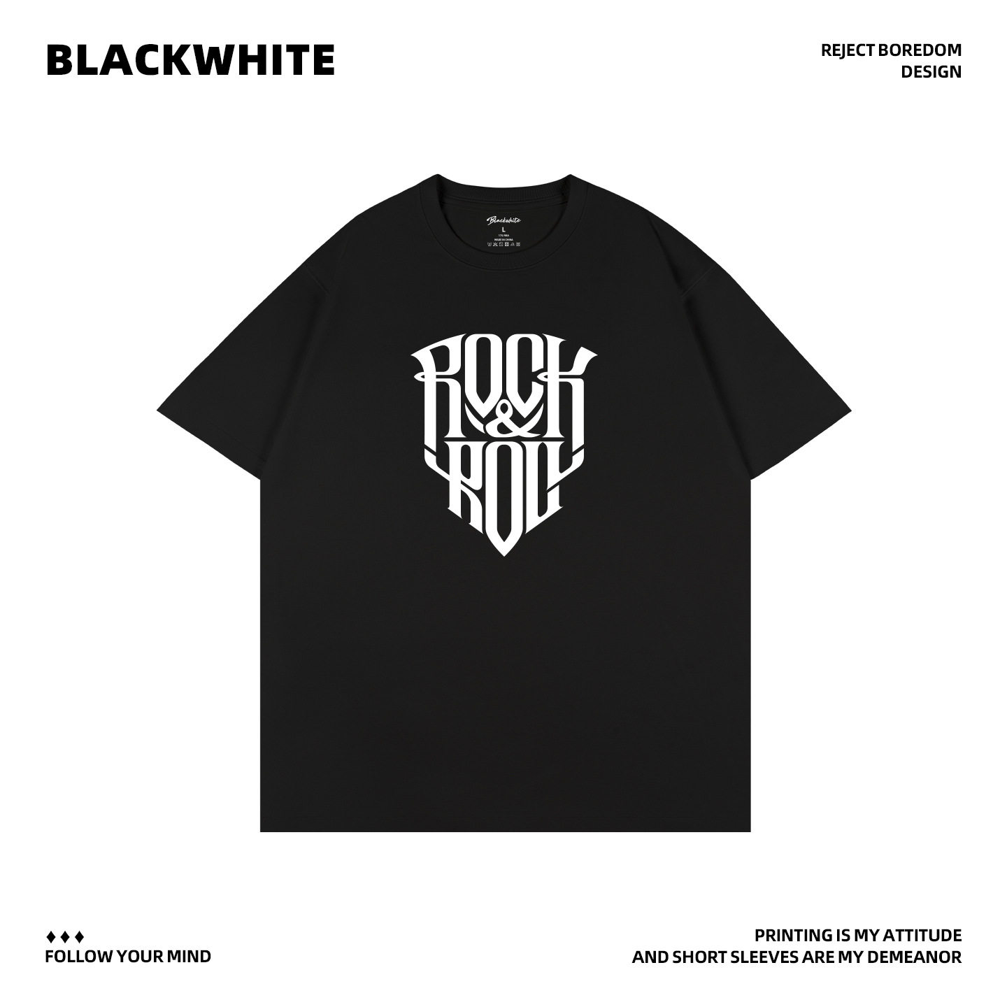 【特价·冲量】Cleanfit·猛男美式摇滚风ROCK N ROLL字母印花短