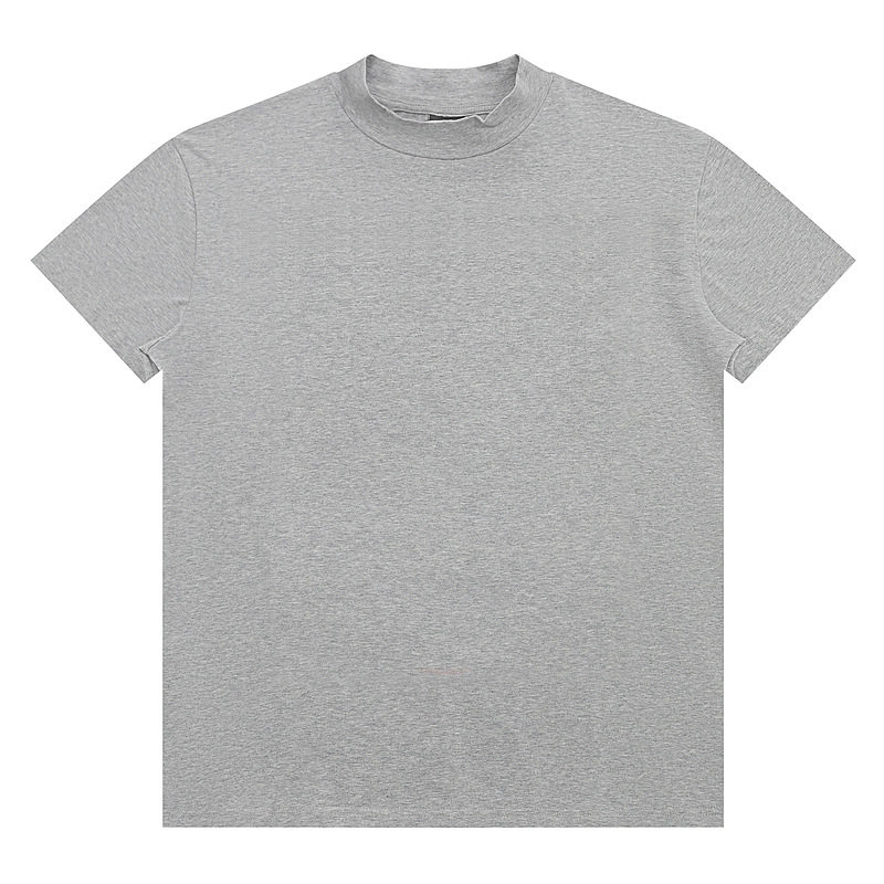潮牌cleanfit正肩纯色T恤男女夏季复古重磅95棉灰色小圆领短袖男