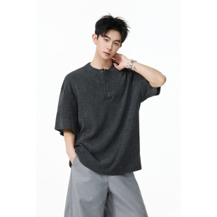 潮街区复古老钱风肌理感亨利领T Cleanfit·猛男·美式 冲量3天