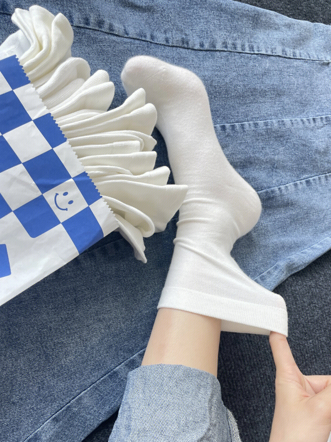 甜小朵糖果色白袜子女中筒袜纯棉纯色堆堆袜日系夏夏季薄款白色