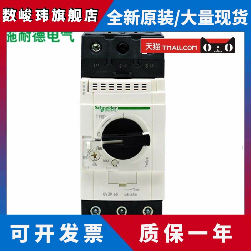 施耐德进口热磁式电动机断路器 马达保护器GV3P65 旋钮控制48-65A