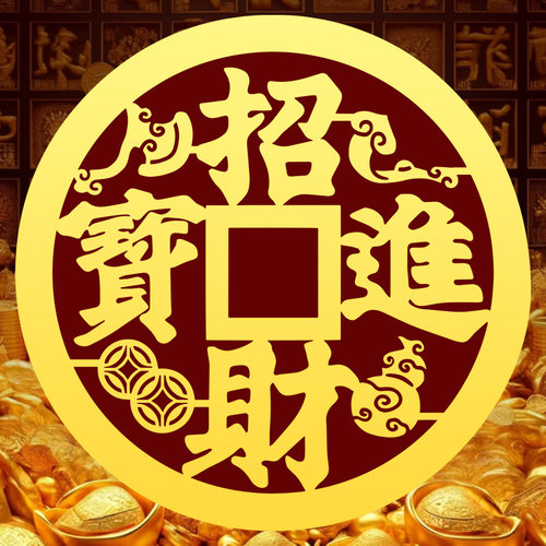 招财进宝铜钱手机贴纸