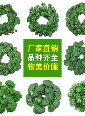 绿叶藤假花装饰爬山虎植物藤条蔓管道装饰塑料花假藤条绿色假树叶