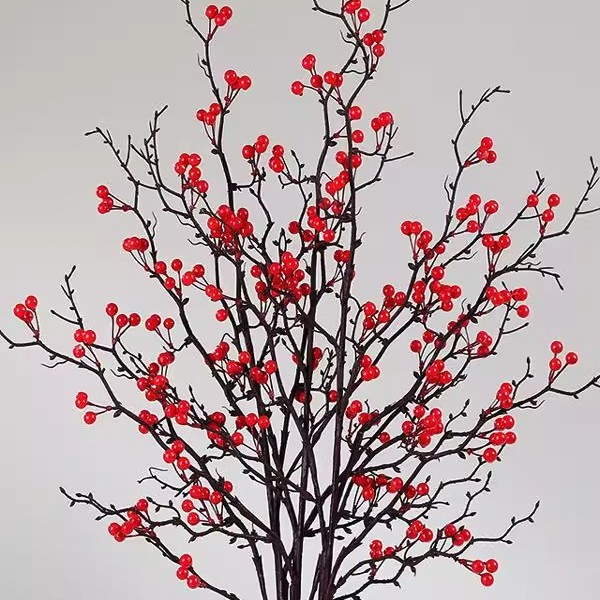 乔迁发财果浆果仿真花客厅餐桌摆设摆件装饰花干花冬青果红果假花