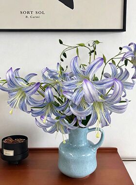 仿真花束假花蓝紫色莫奈百合客厅餐桌装饰插花手捧花摆件场景布置