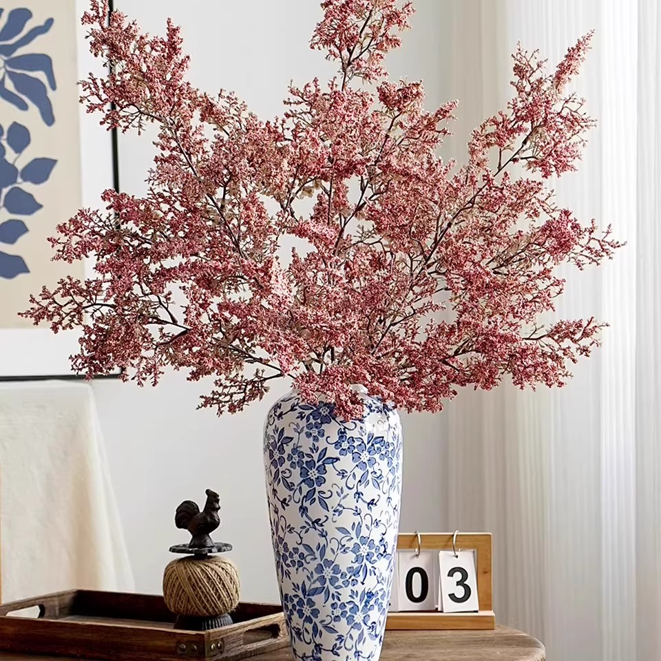 仿真绿植仿真油画枯枝雾凇侘寂风氛围感室内插花装饰场景拍摄图片