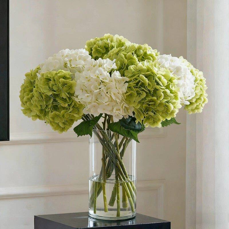 绿色手感保湿绣球仿真花超逼真酒店客厅餐桌电视柜高级装饰品摆件