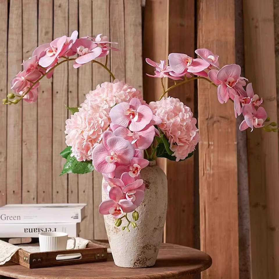 高品质蝴蝶兰仿真花高级感逼真保湿手感兰花假花摆件客厅餐桌插花