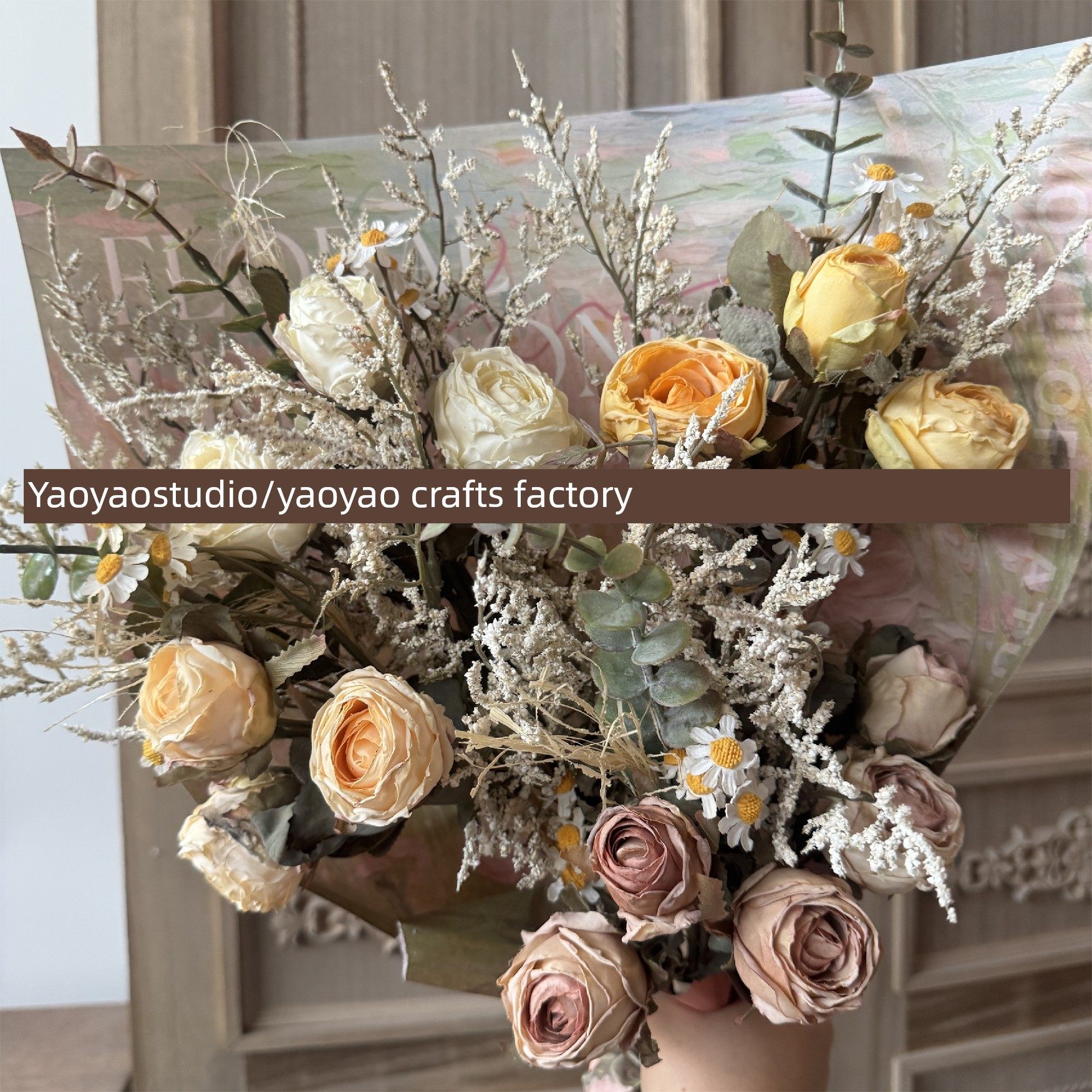 ins玫瑰小雏菊仿真花束假干花餐桌茶几花艺摆件摆设客厅装饰,鲜花速递/花卉仿真/绿植园艺,仿真花,淘宝优惠券,粉丝福利购,淘宝优惠卷