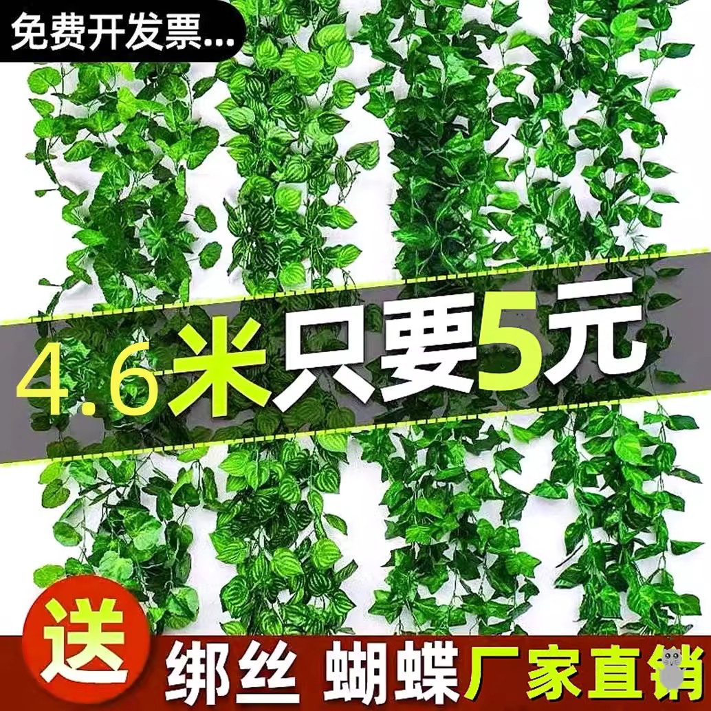 仿真藤条葡萄叶装饰假花藤蔓管道缠绕绿植吊顶树叶塑料爬山虎绿叶
