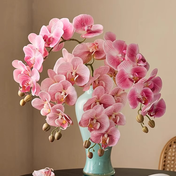 高品质蝴蝶兰仿真花高级感逼真保湿手感兰花假花摆件客厅餐桌插花