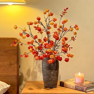 高级感逼真灯笼果仿真花假花摆设栾树枝干花客厅插花摆件新年装饰