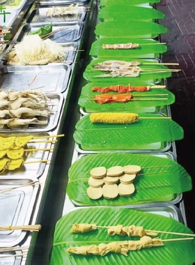 仿真荷叶餐厅菜装饰摆盘叶子绿色塑料烧烤海鲜水果垫道具餐饮肉串